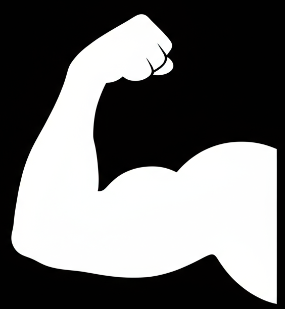 biceps flex white on black background